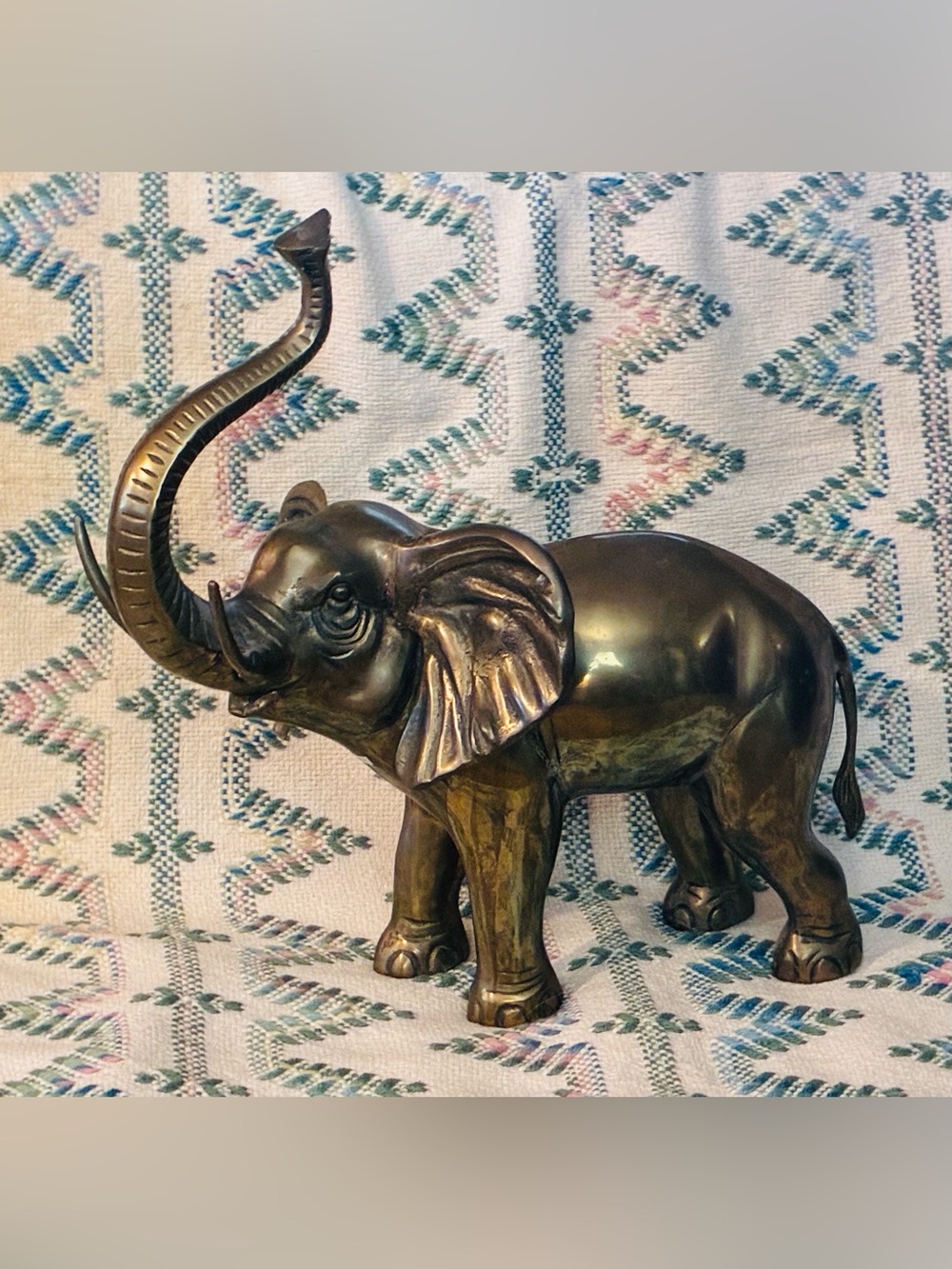 Vintage Large Brass Elephant 17”